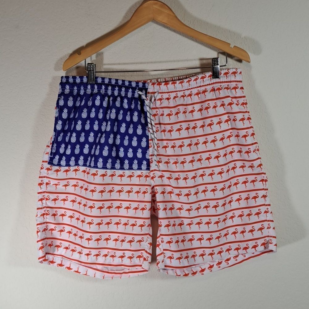 Maamgic Men’s Swim Trunks XXL Flamingos Pineapples Mesh Liner Elastic Waist